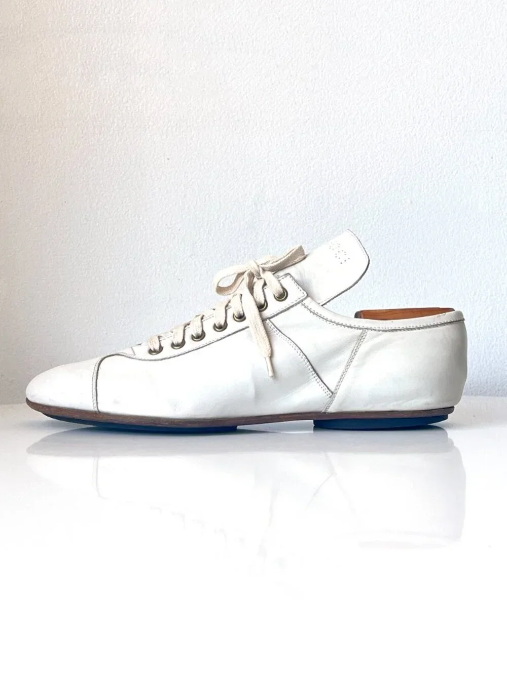 Vintage 90s Y2K Men's Gucci Tom Ford Off White Glove Leather Lace Up Shoes 8.5D